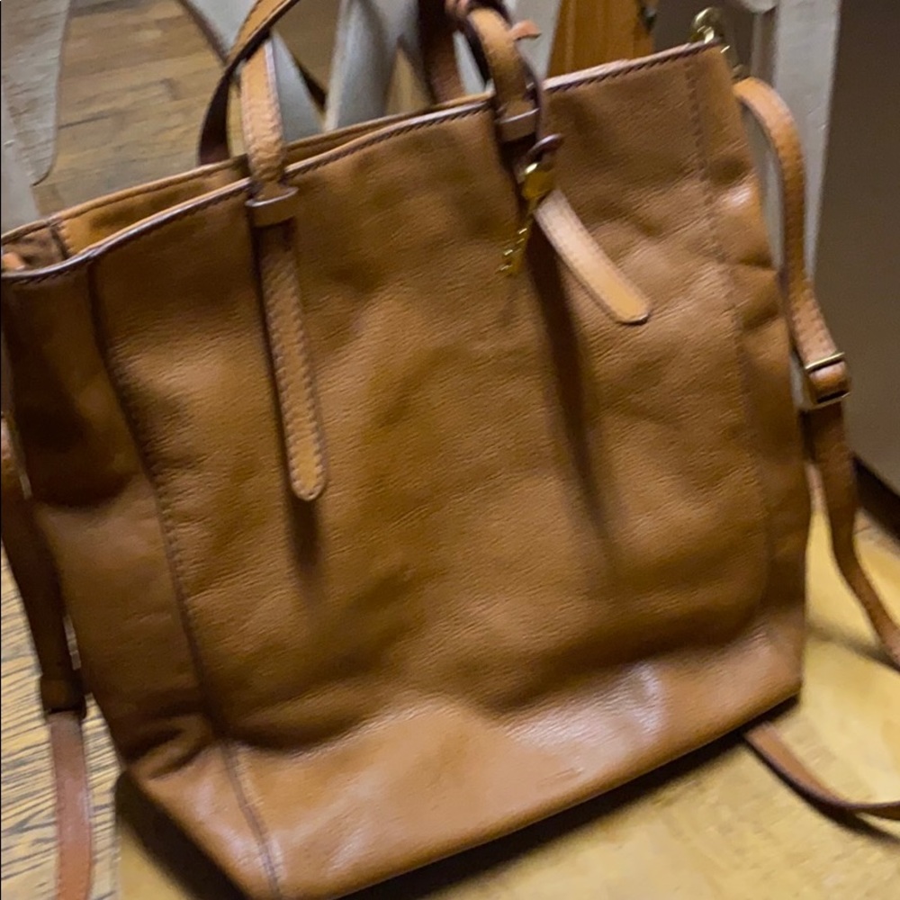 Fossil leather tote / backpack